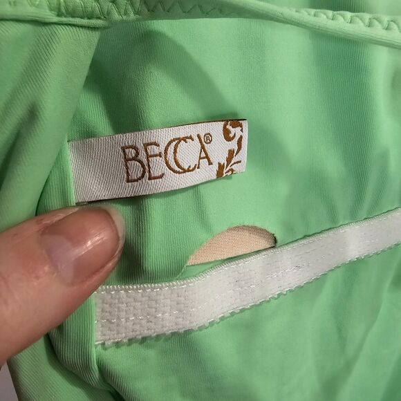 Becca Mint Green Scoop Neck Spaghetti Strap Back Tie Bathing Suit Large - Picture 6 of 9